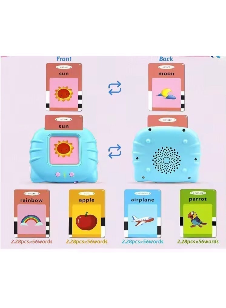 Queens Talking Flash Cards Learning Toys for Toddlers 1-6 Year Old, British English, 224 Words, Audible Educational Toys, Preschool Learning Resource Electronic Interactive Toy Birthday Gifts for Kids-Blue - Image 3